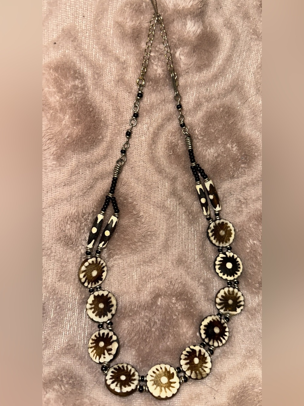 Handcrafted Brown and Cream Bead Necklace - Tribal Inspired Women’s Jewelry